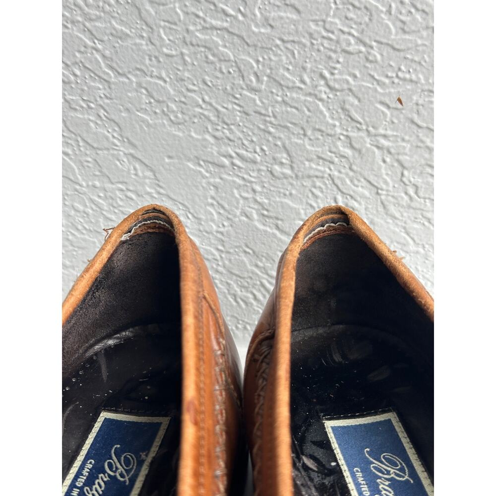 Bragano Italy Woven Leather Loafers Mens 9.5 Brown Vintage - Picture 8 of 10